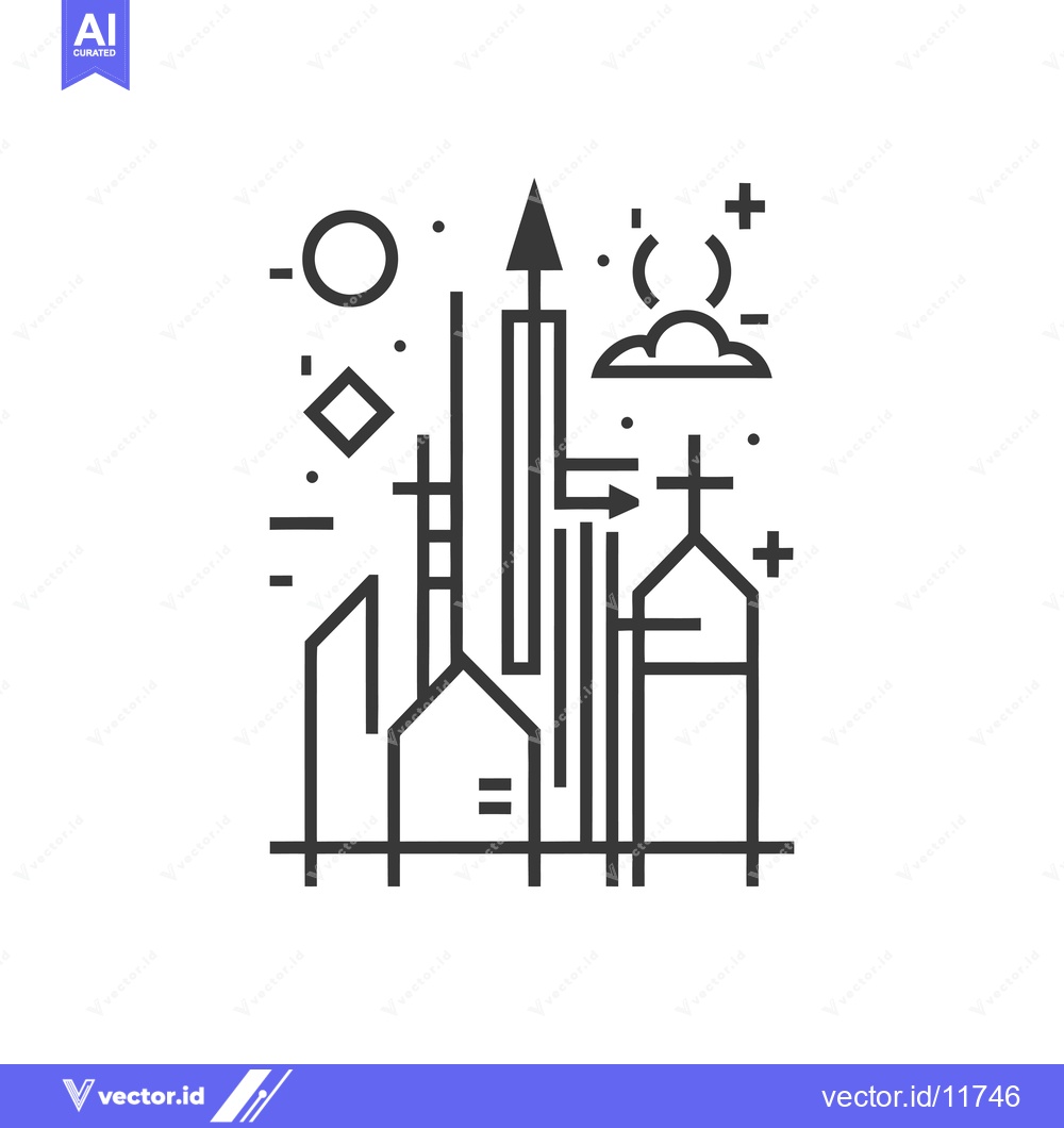 Premium Vector of Abstract Line Art Depiction of a Cityscape with Geometric Elements