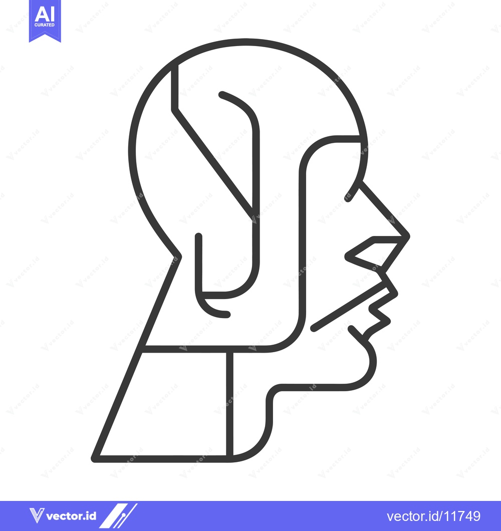 Premium Vector of Abstract Line Art Depiction of a Human Head in Profile
