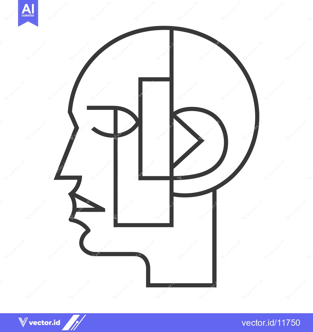 Premium Vector dari Abstract Line Art Depiction of a Human Head with Geometric Shapes