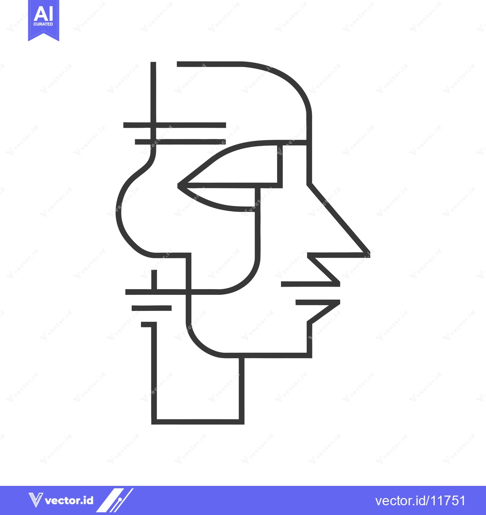 Premium Vector of Abstract Line Art Depiction of a Human Profile