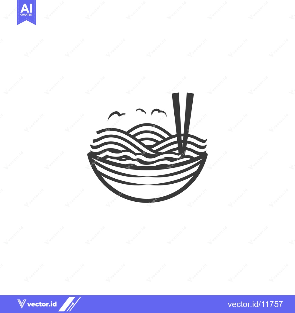 Premium Vector dari Abstract Line Art Design of a Bowl of Ramen Noodles with Chopsticks