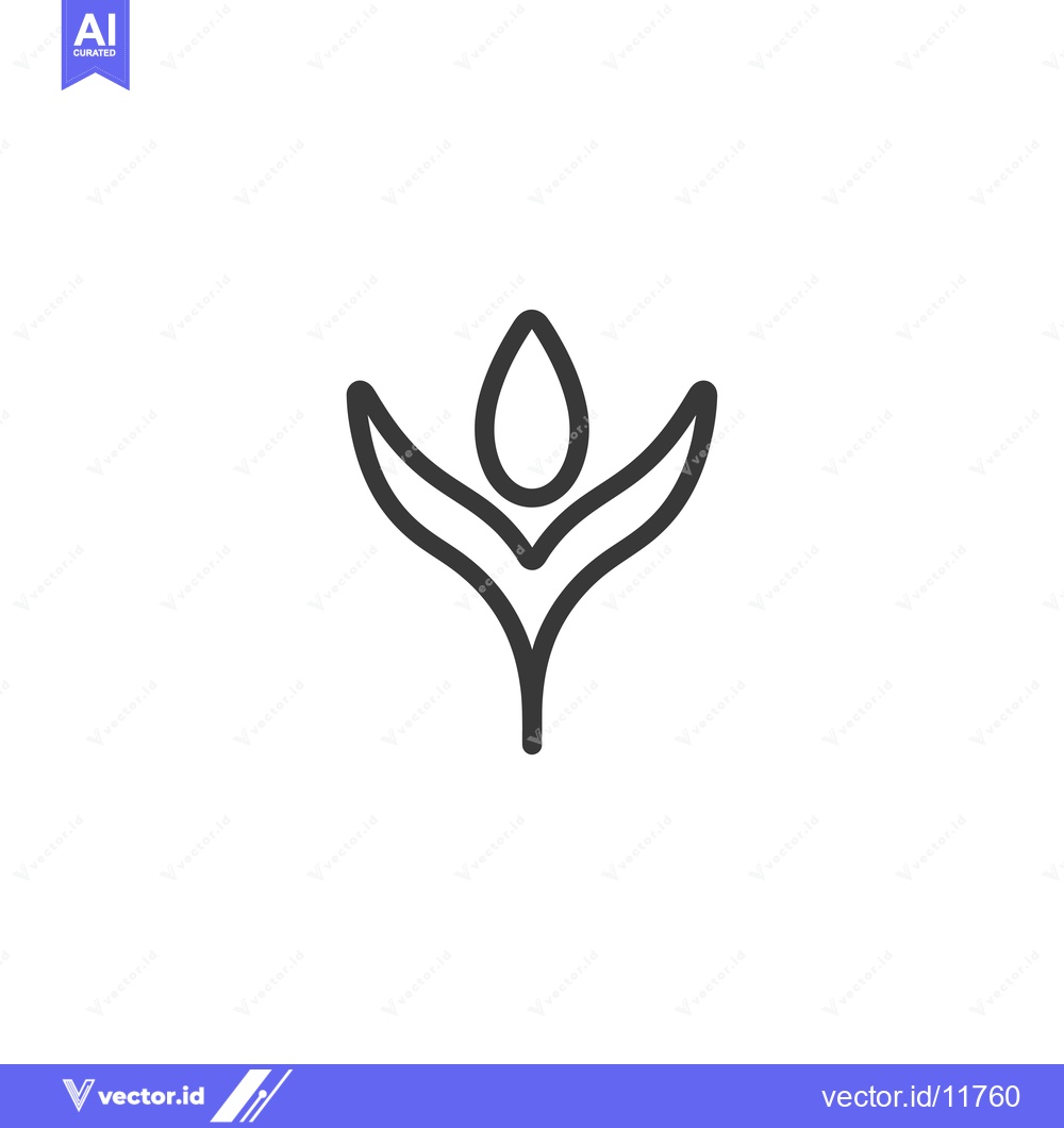 Premium Vector of Abstract Line Art Design of a Flower with a Droplet