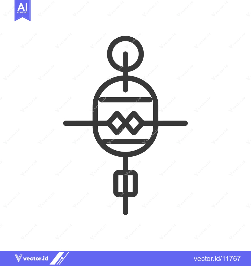 Premium Vector of Abstract Line Art Design with Circle and Fork
