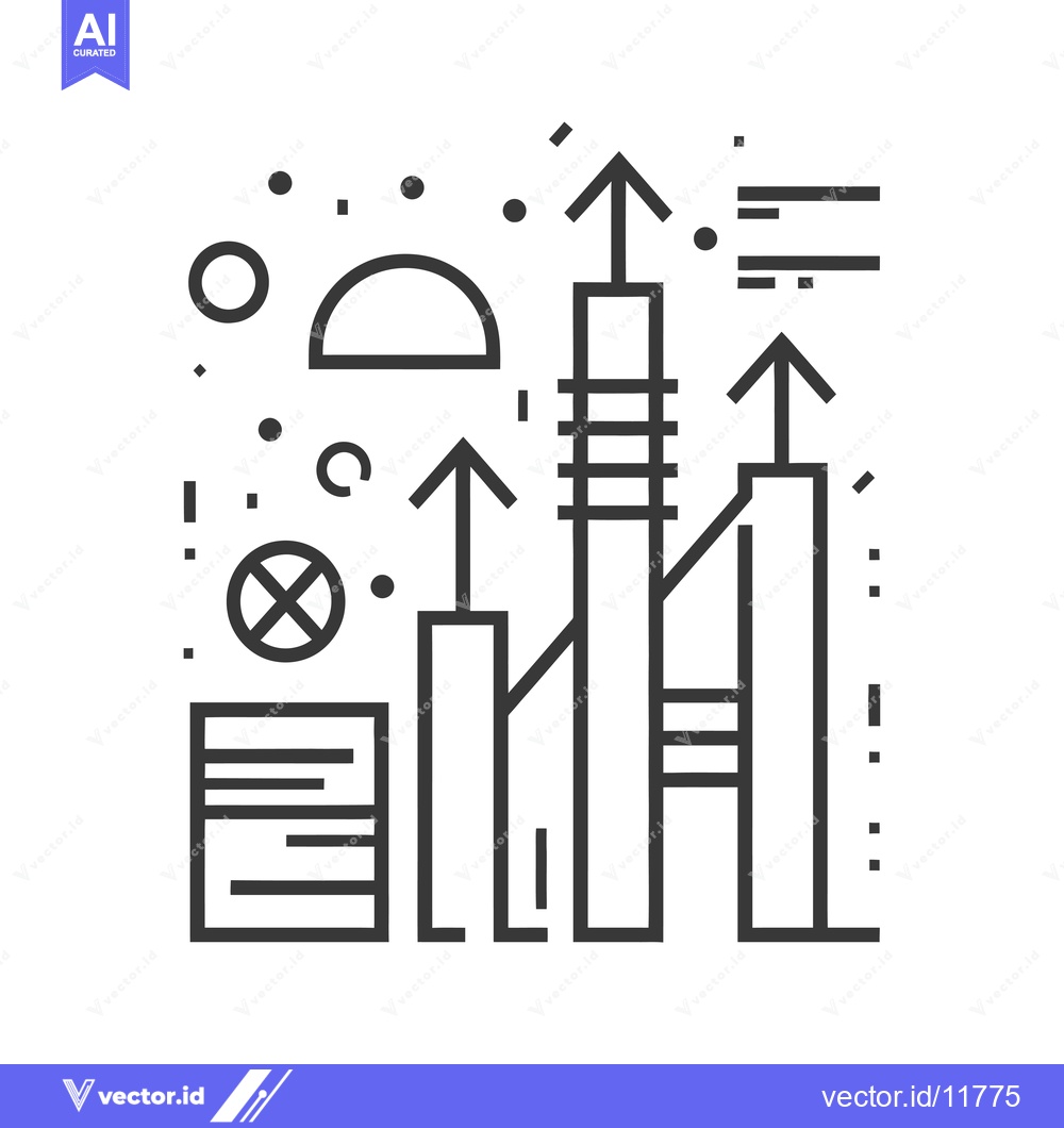 Premium Vector dari Abstract Line Art Graphic with Ascending Bars and Geometric Shapes