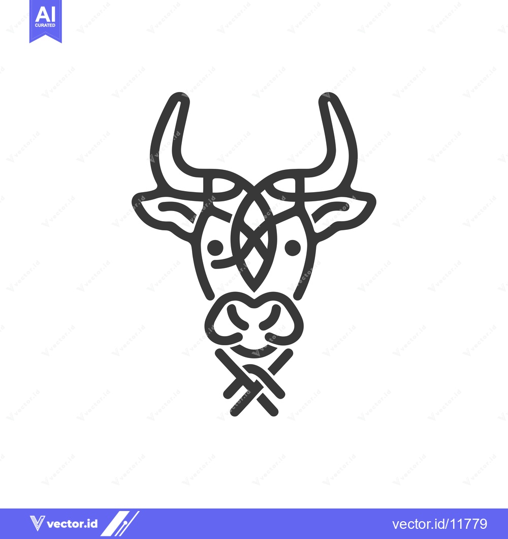 Premium Vector dari Abstract Line Art Illustration of a Bull's Head