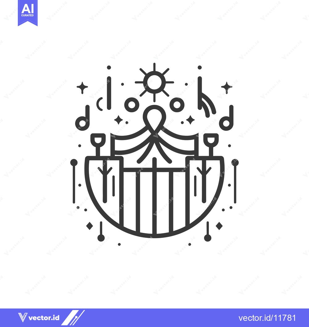 Premium Vector dari Abstract Line Art Illustration of a Celestial Body with Musical Notes