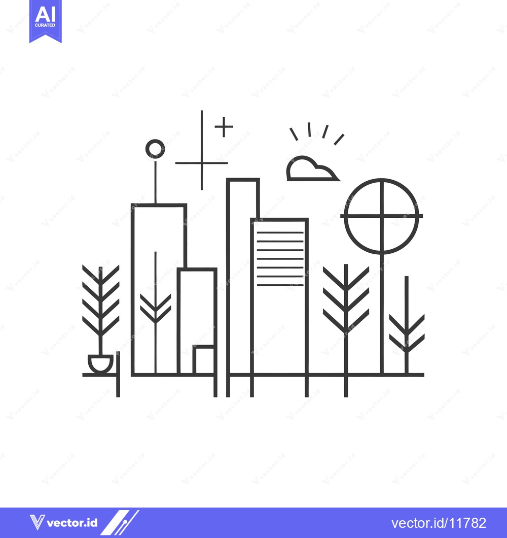 Premium Vector dari Abstract Line Art Illustration of a Cityscape
