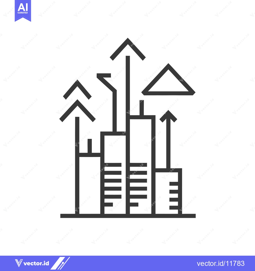 Premium Vector dari Abstract Line Art Illustration of a Cityscape with Rising Arrows