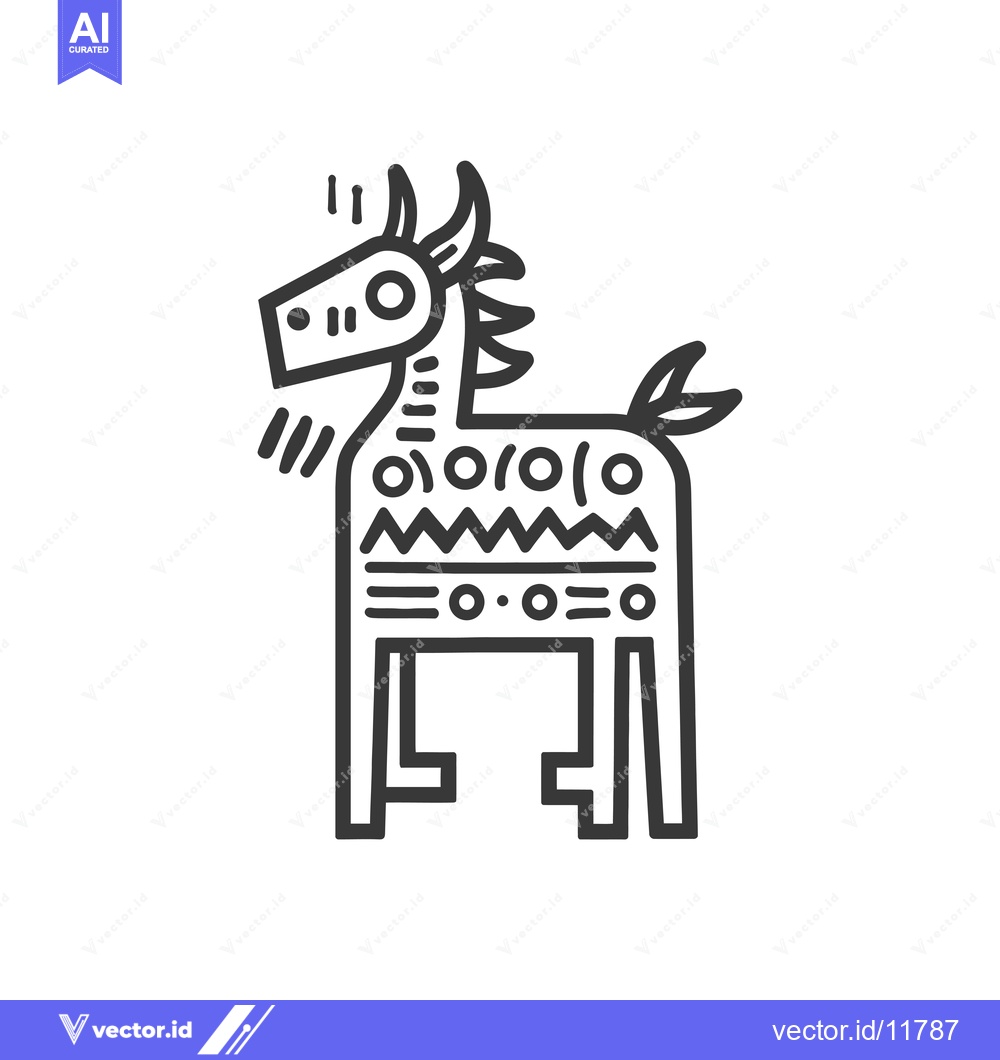 Premium Vector dari Abstract Line Art Illustration of a Horse with Geometric Patterns
