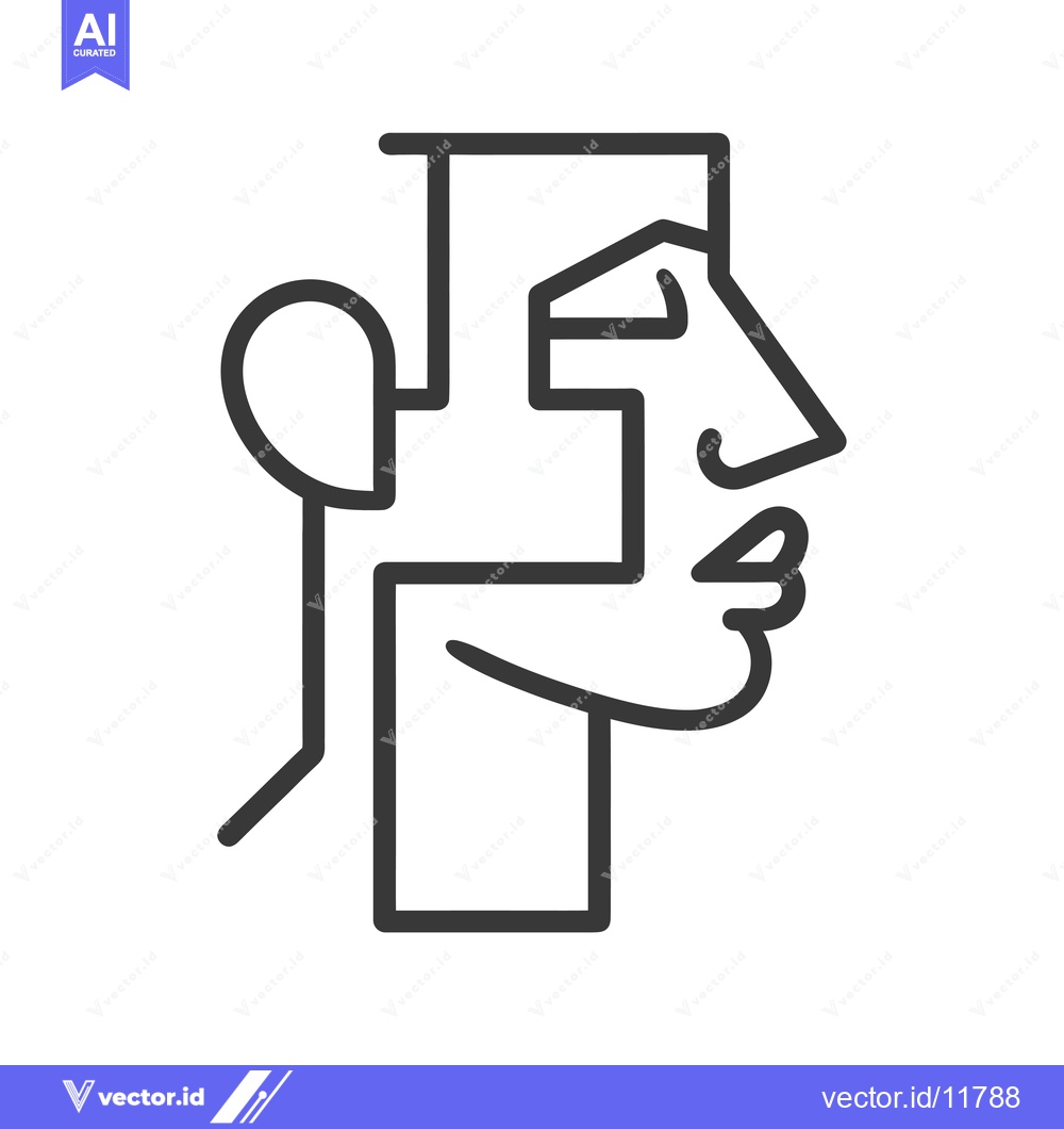Premium Vector of Abstract Line Art Illustration of a Human Face