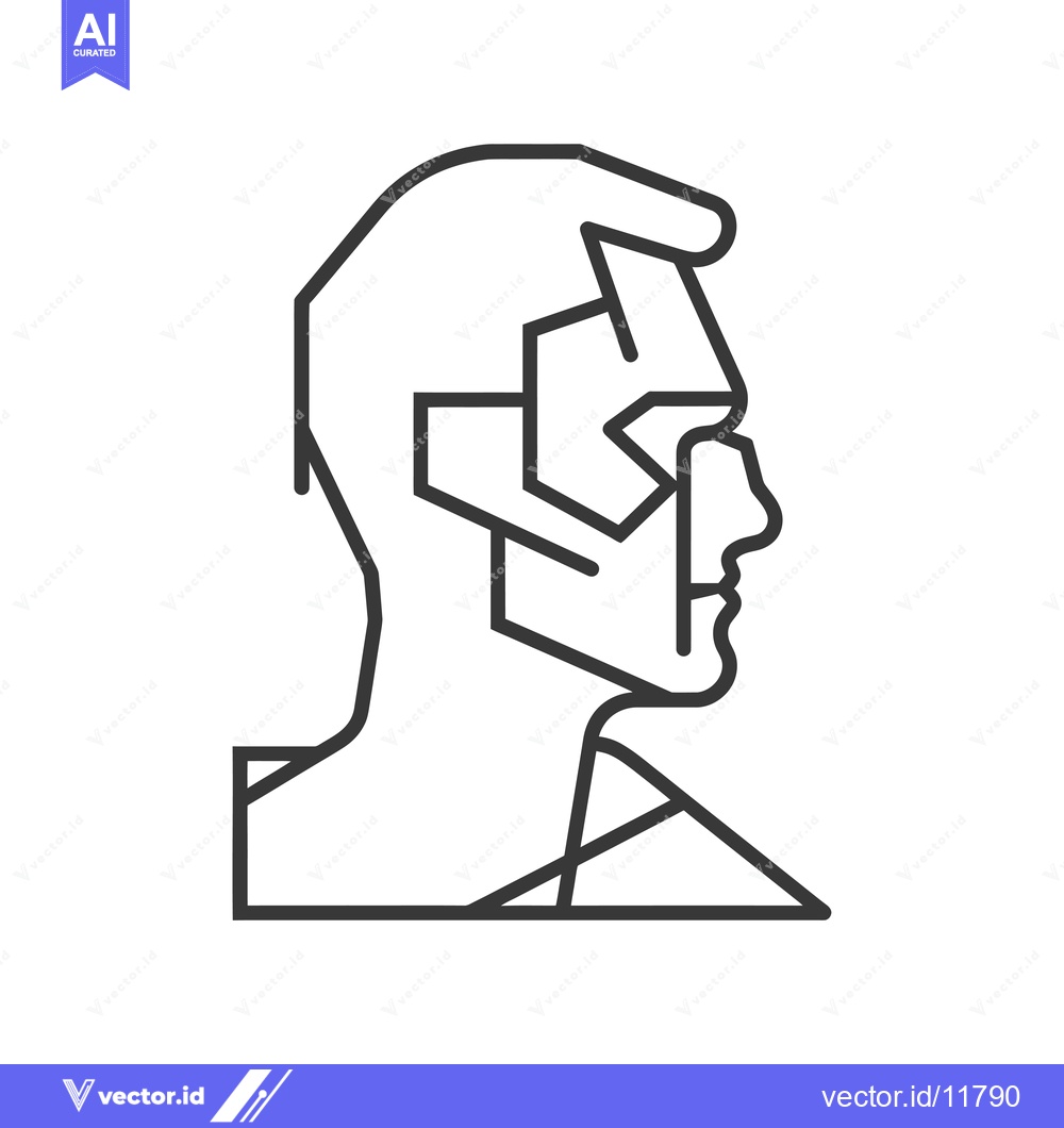 Premium Vector dari Abstract Line Art Illustration of a Human Head in Profile