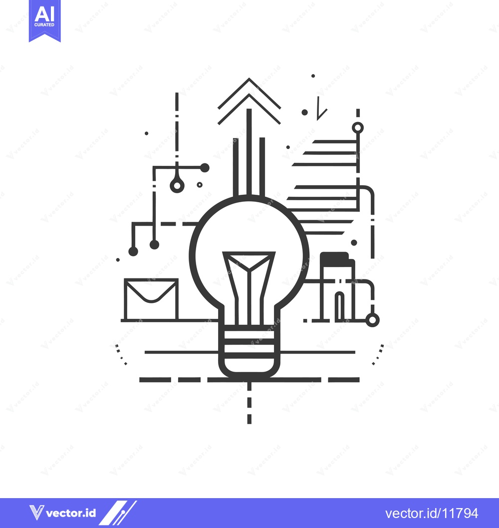 Premium Vector of Abstract line art illustration of a lightbulb with various geometric s