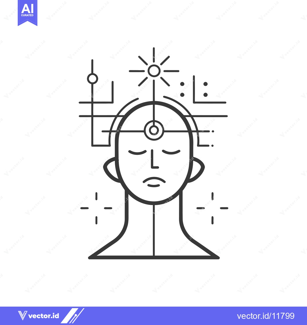 Premium Vector of Abstract Line Art Illustration of a Person with a Third Eye