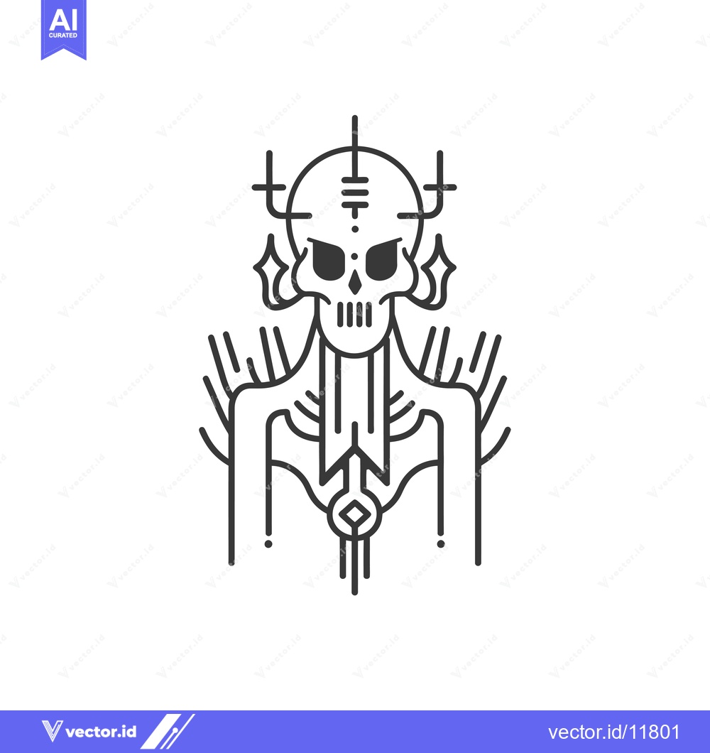 Premium Vector dari Abstract Line Art Illustration of a Skull with Horns