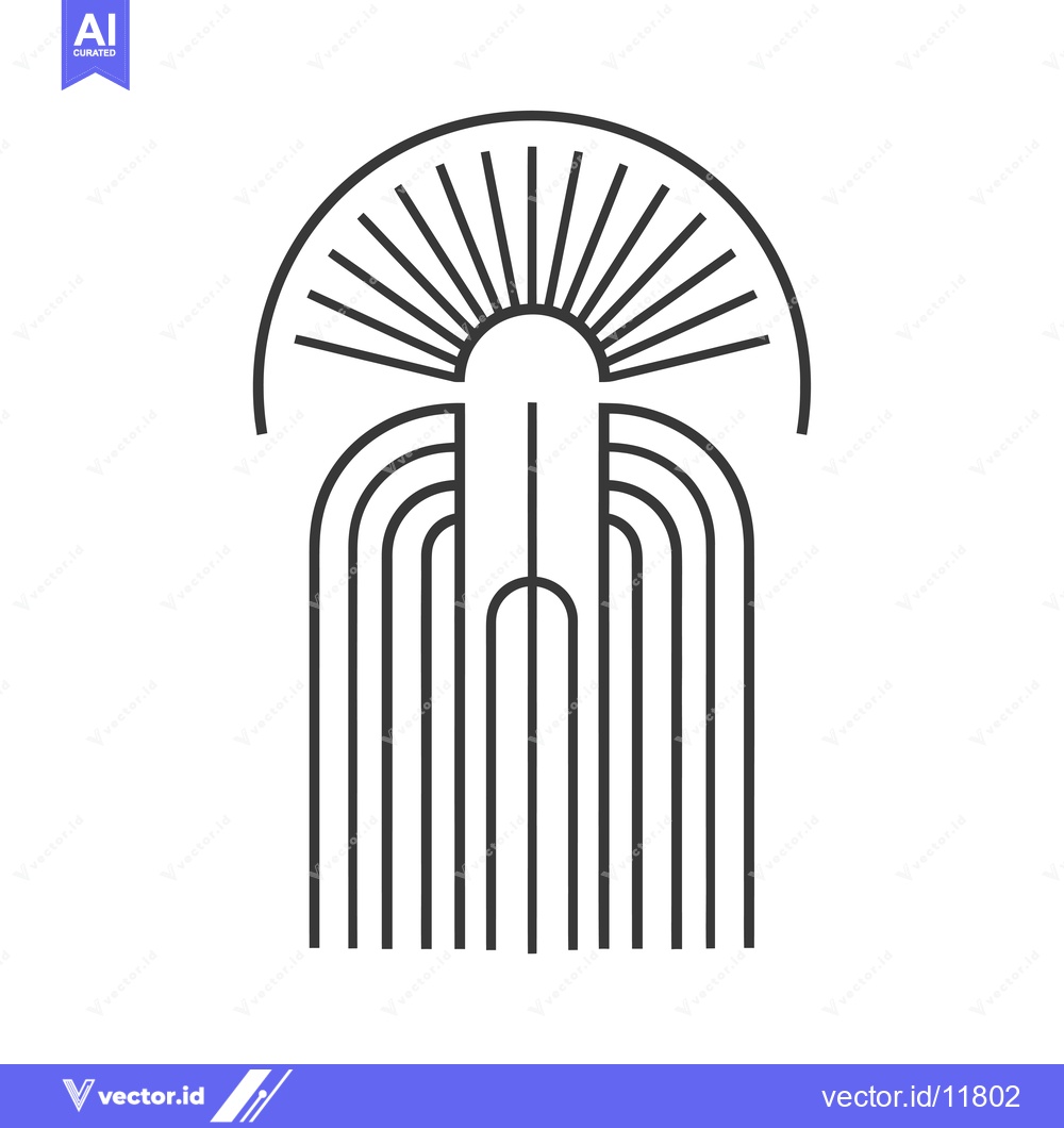Premium Vector dari Abstract Line Art Illustration of a Sun and Rain