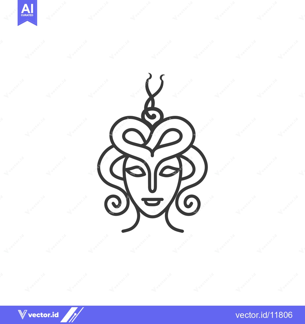Premium Vector dari Abstract Line Art Illustration of a Woman's Face with Intricate Hairst