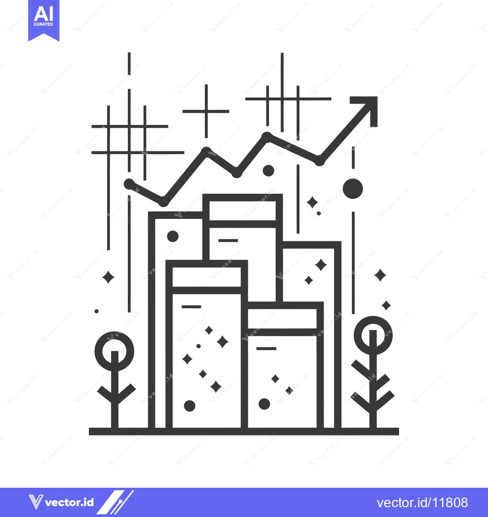 Premium Vector dari Abstract Line Art Illustration of Cityscape Growth and Prosperity
