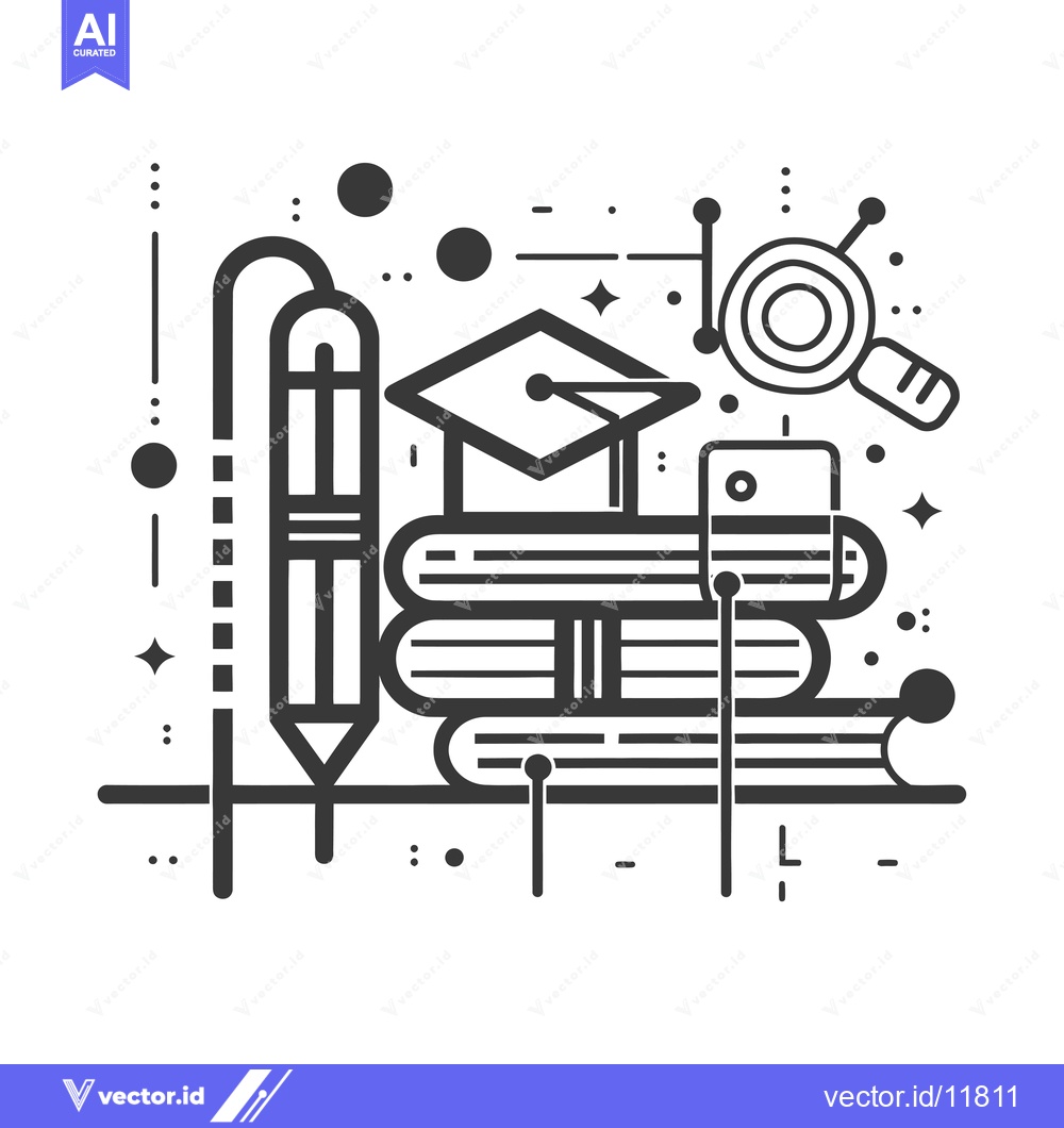 Premium Vector of Abstract Line Art Illustration of Education and Learning