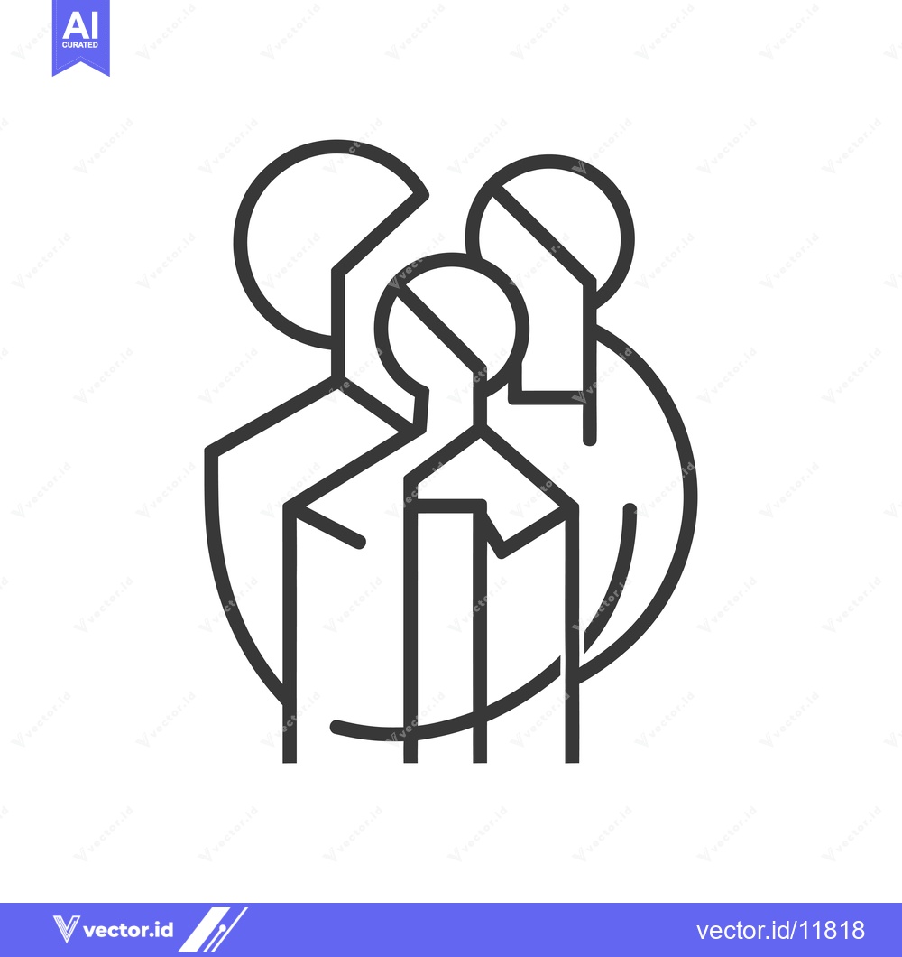 Premium Vector dari Abstract Line Art Illustration of Three People in a Circle