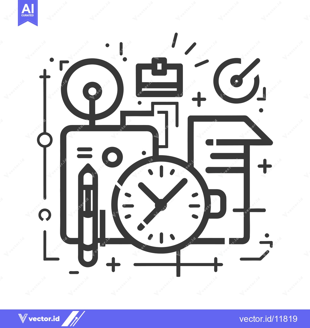 Premium Vector of Abstract Line Art Illustration of Time Management and Productivity