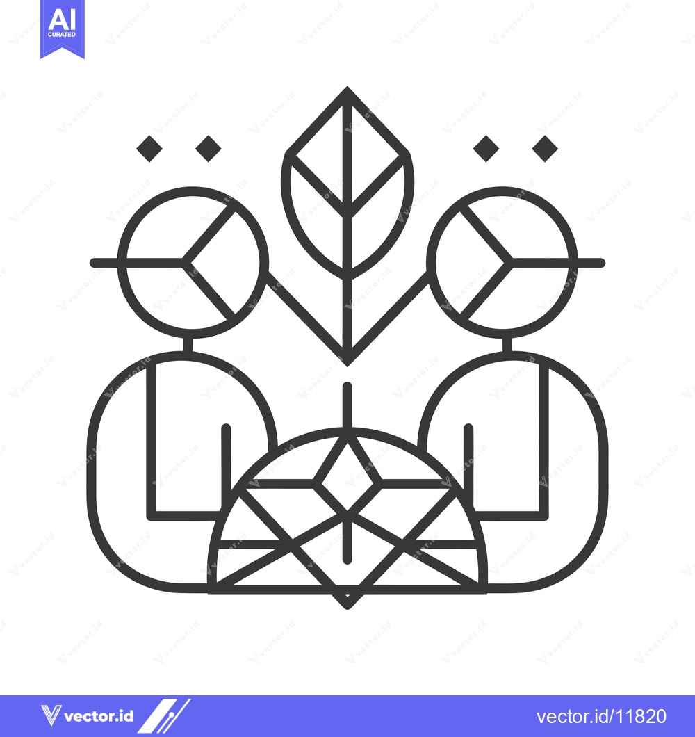 Premium Vector dari Abstract Line Art Illustration of Two Figures Supporting a Growing Pla