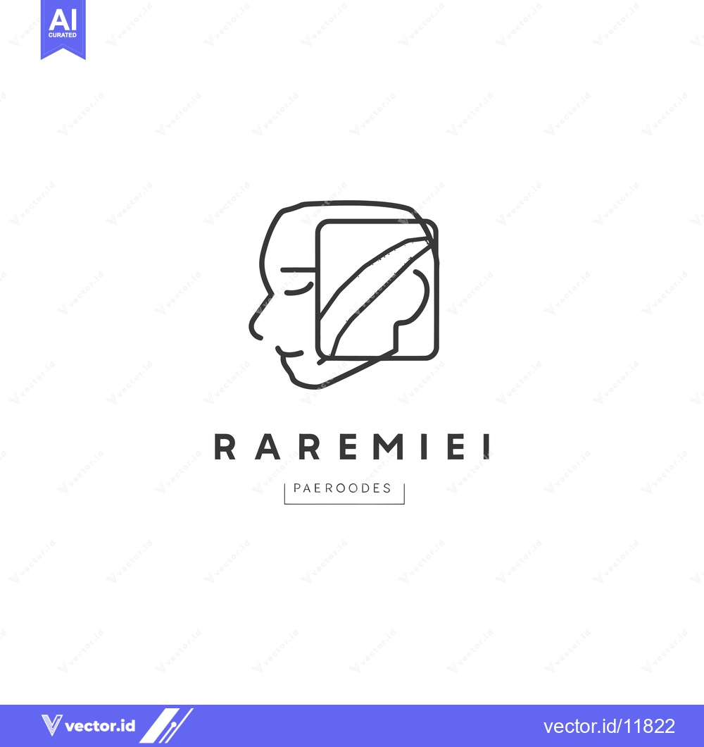 Premium Vector dari Abstract Line Art Logo of a Human Head with a Diagonal Line