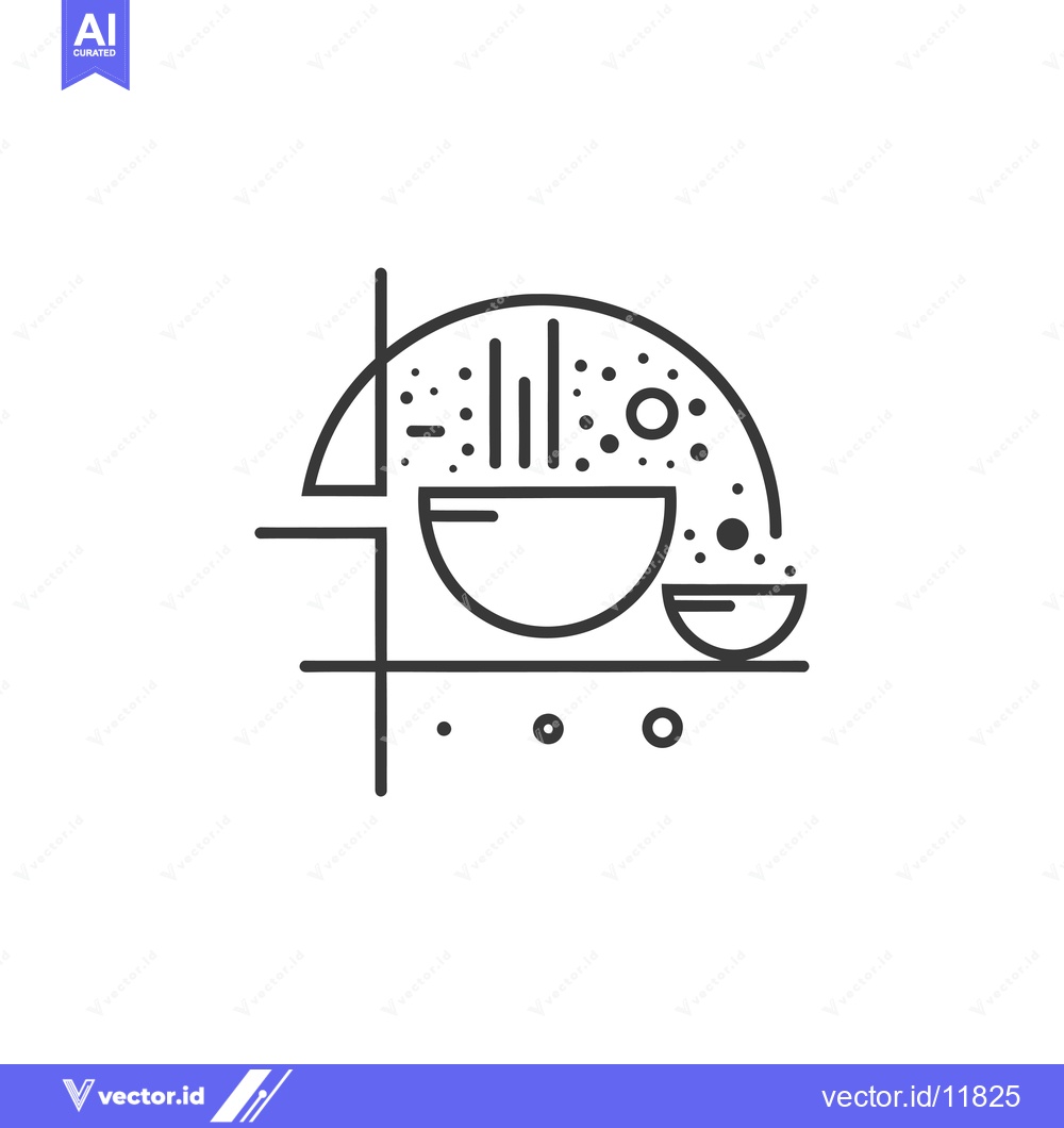 Premium Vector of Abstract Line Art of a Bowl with Geometric Shapes and Dots
