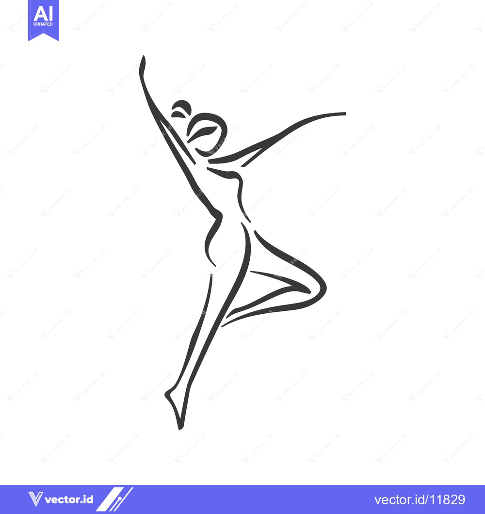 Premium Vector of Abstract Line Art of a Woman in Motion
