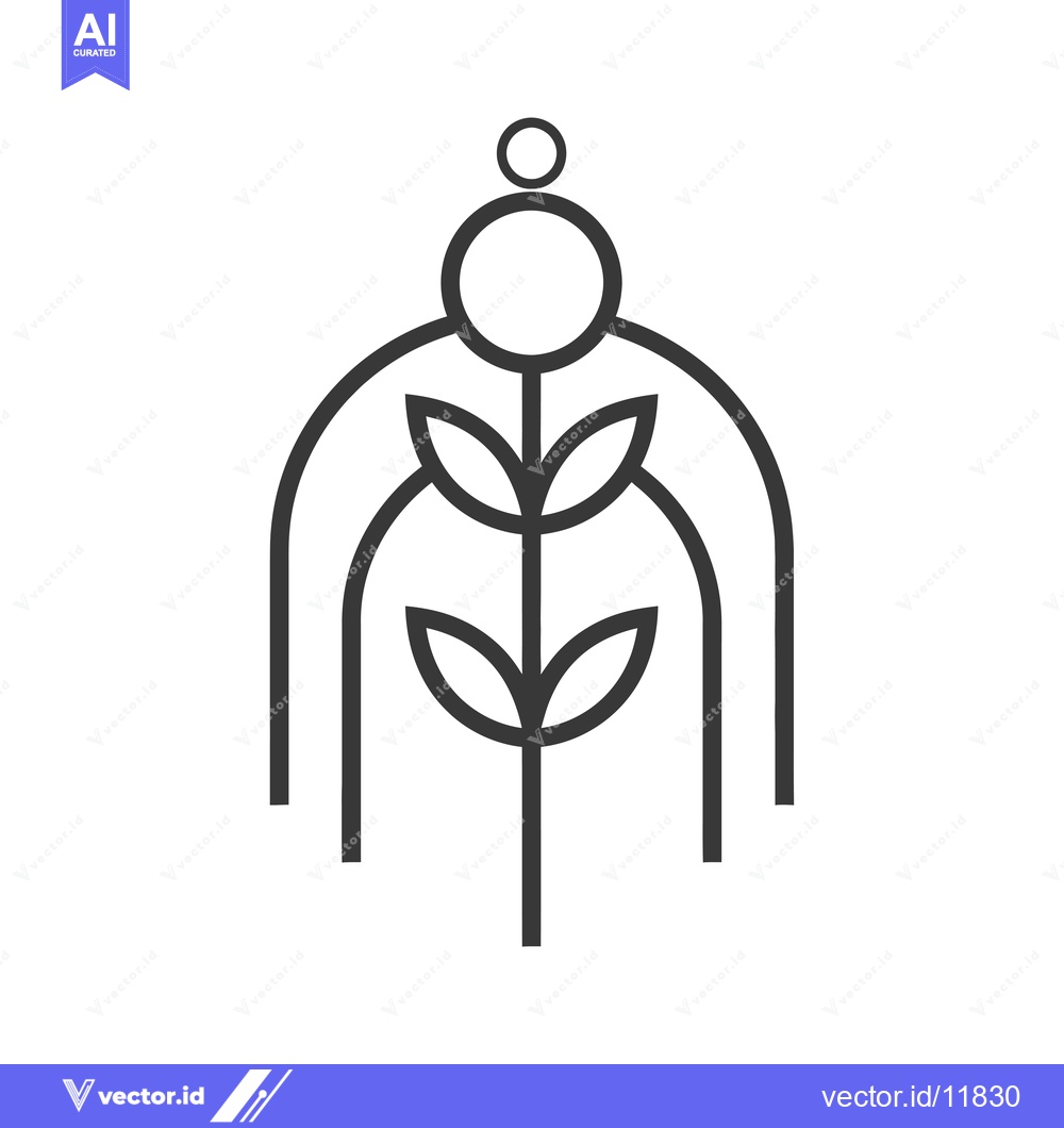 Premium Vector dari Abstract Line Art Plant with a Circle Above