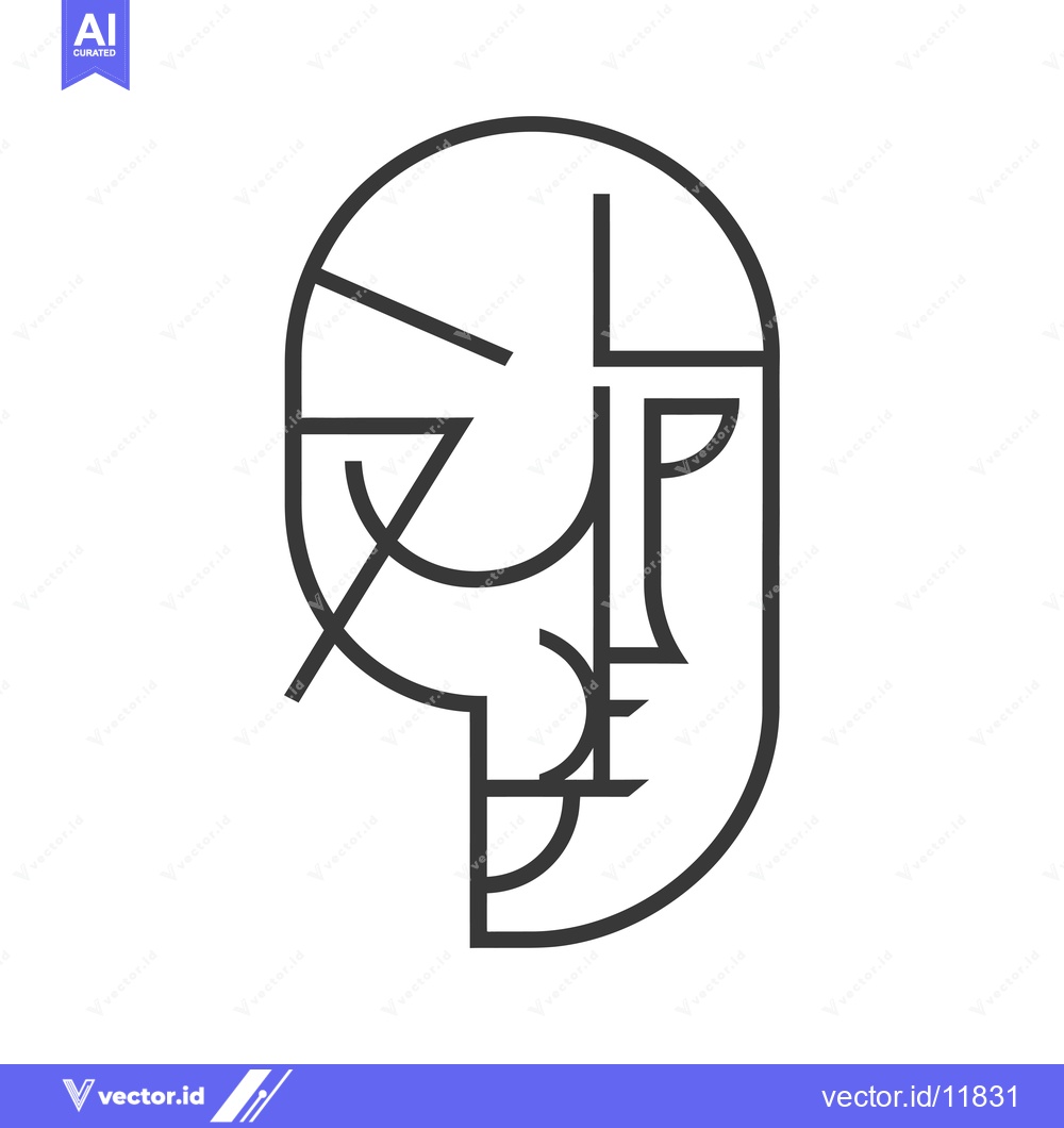 Premium Vector of Abstract Line Art Portrait of a Face