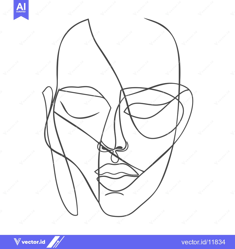 Premium Vector dari Abstract Line Art Portrait of a Person with Closed Eyes