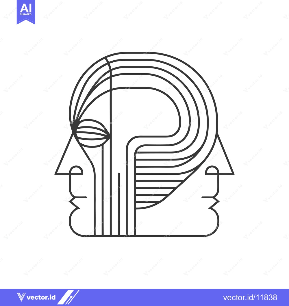 Premium Vector dari Abstract line art portrait of a person with two faces