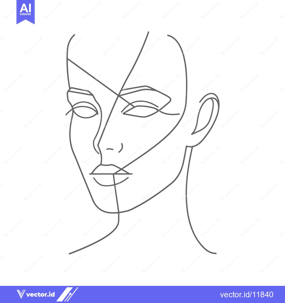 Premium Vector dari Abstract line art portrait of a woman's face
