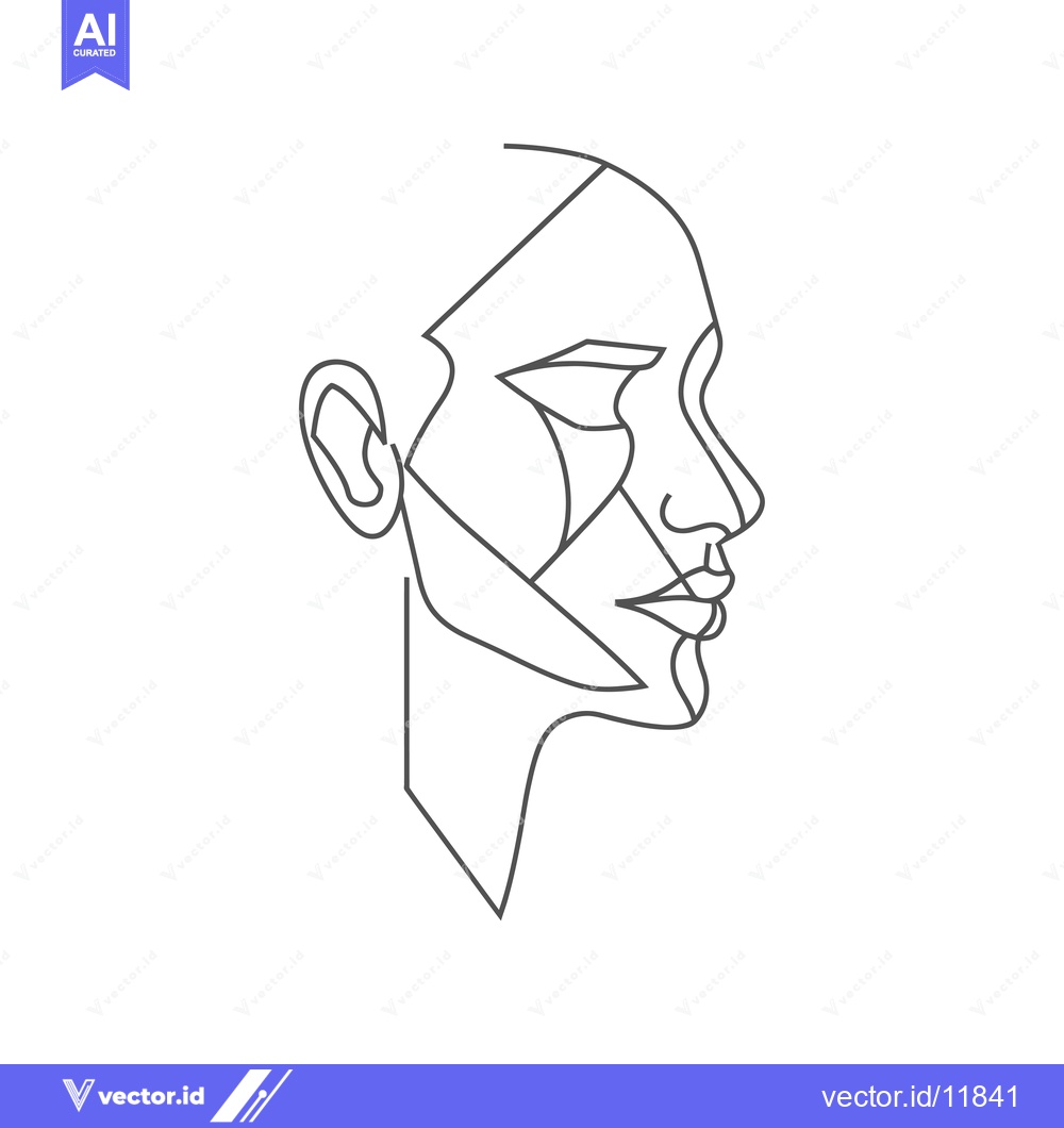 Premium Vector of Abstract Line Art Portrait of a Woman's Face in Profile