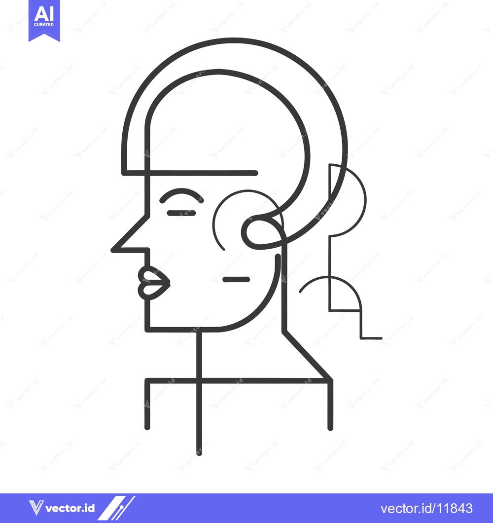 Premium Vector dari Abstract Line Art Portrait of a Woman with Closed Eyes