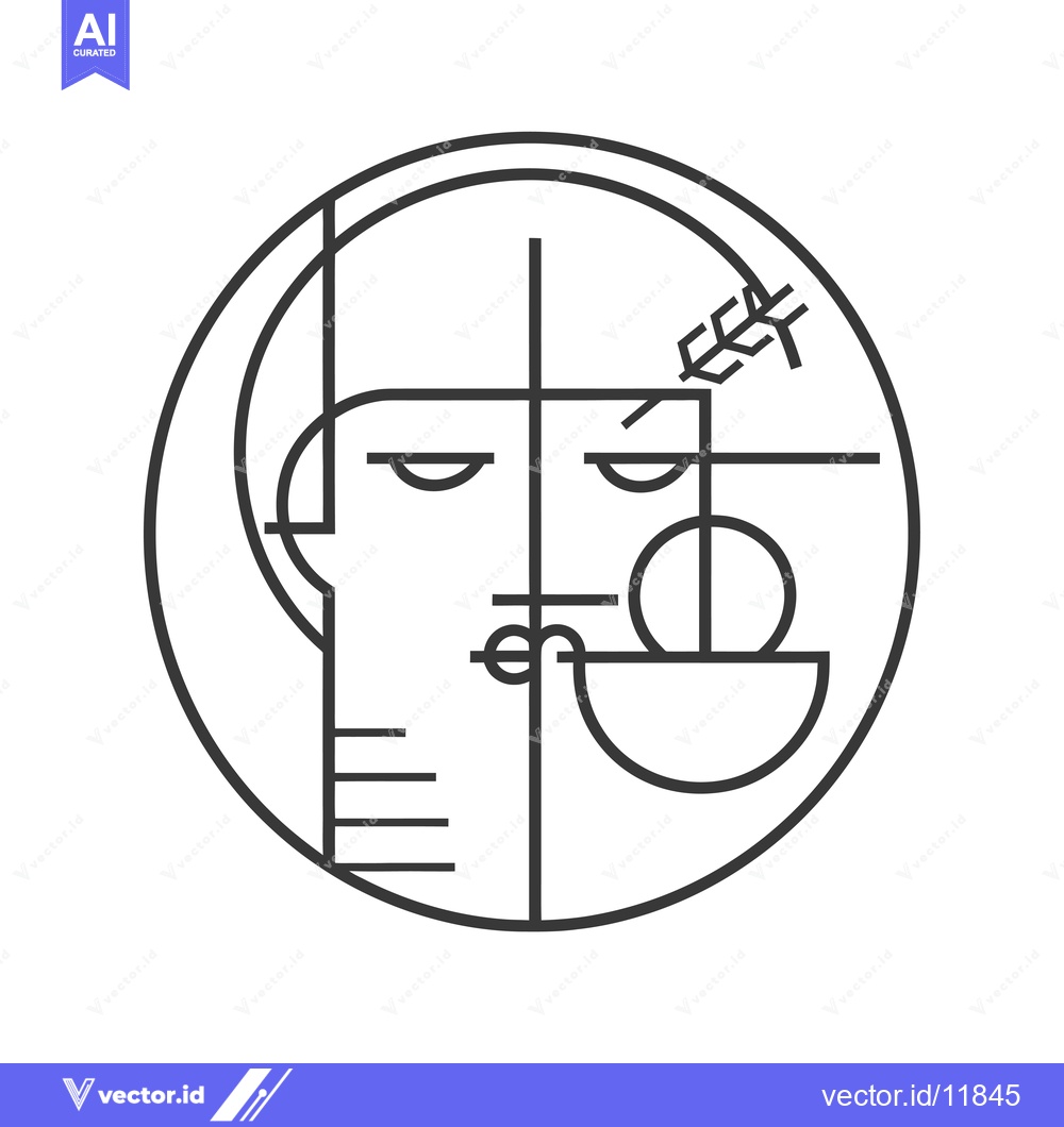 Premium Vector dari Abstract Line Art Portrait with a Branch and Bowl