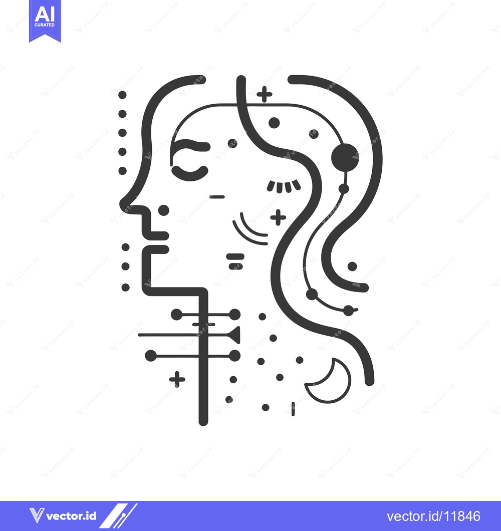 Premium Vector dari Abstract Line Art Portrait with Geometric Elements