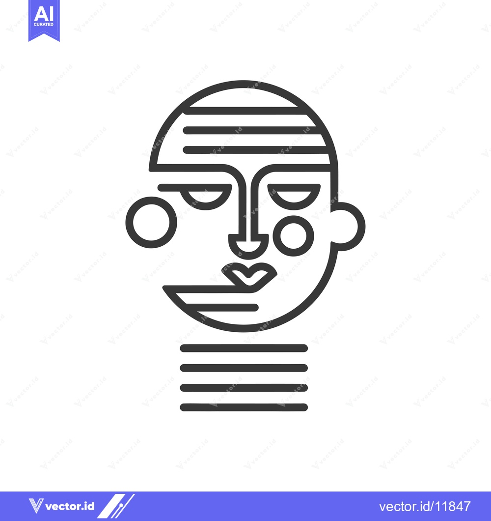 Premium Vector of Abstract Line Art Portrait with Geometric Features