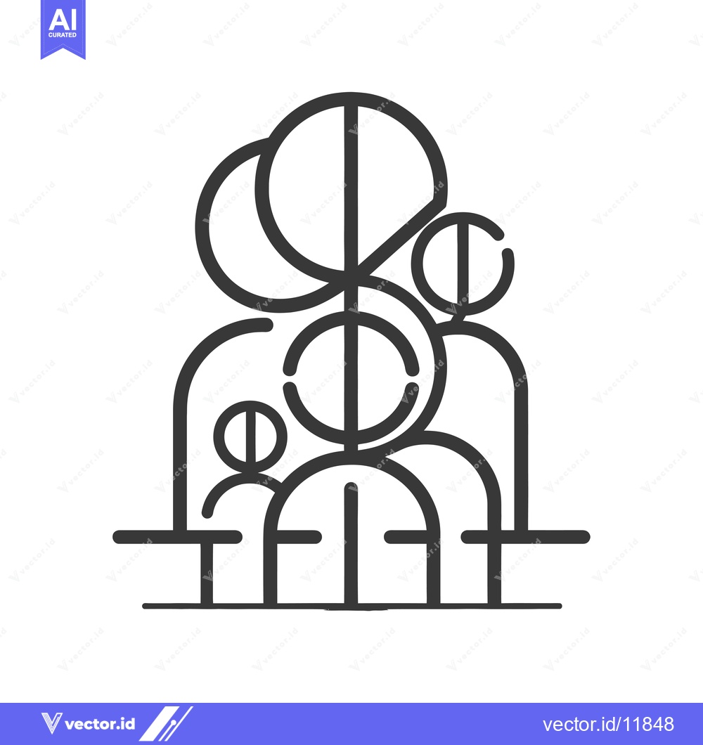 Premium Vector of Abstract Line Art Representation of a Family