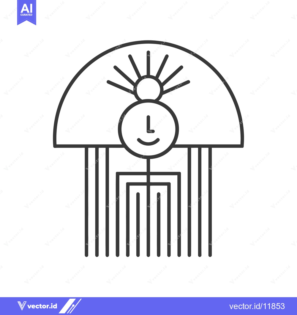 Premium Vector of Abstract Line Art Symbol with a Smiling Sun