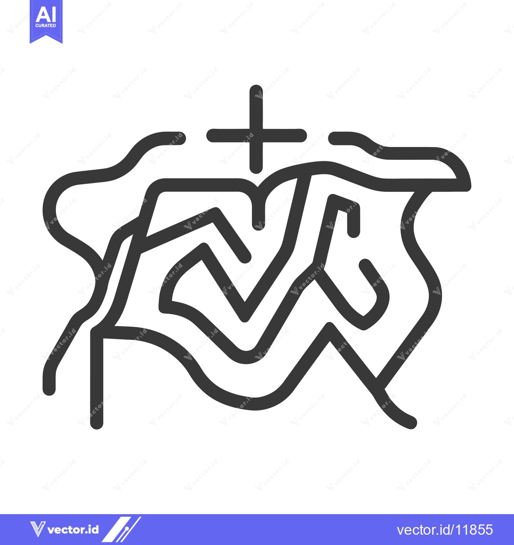 Premium Vector dari Abstract Line Art with a Plus Symbol at the Top