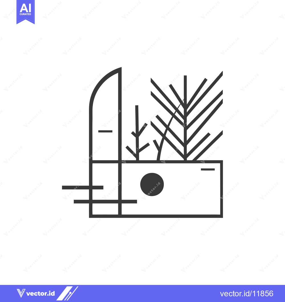 Premium Vector dari Abstract Line Art with Plant and Circle