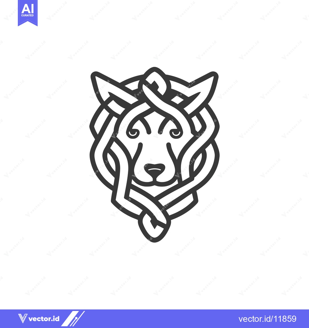 Premium Vector dari Abstract Line Art Wolf Head Design