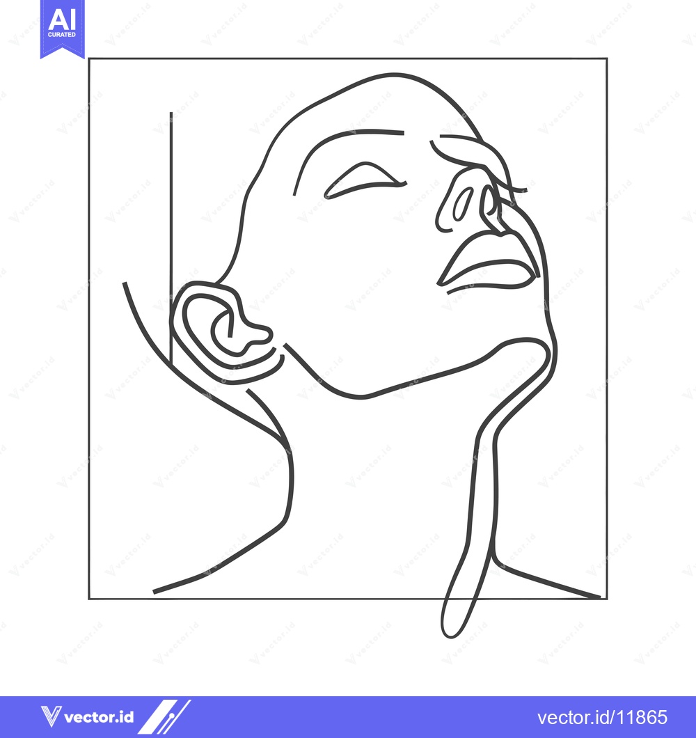 Premium Vector dari Abstract Line Drawing of a Woman's Face Looking Upward