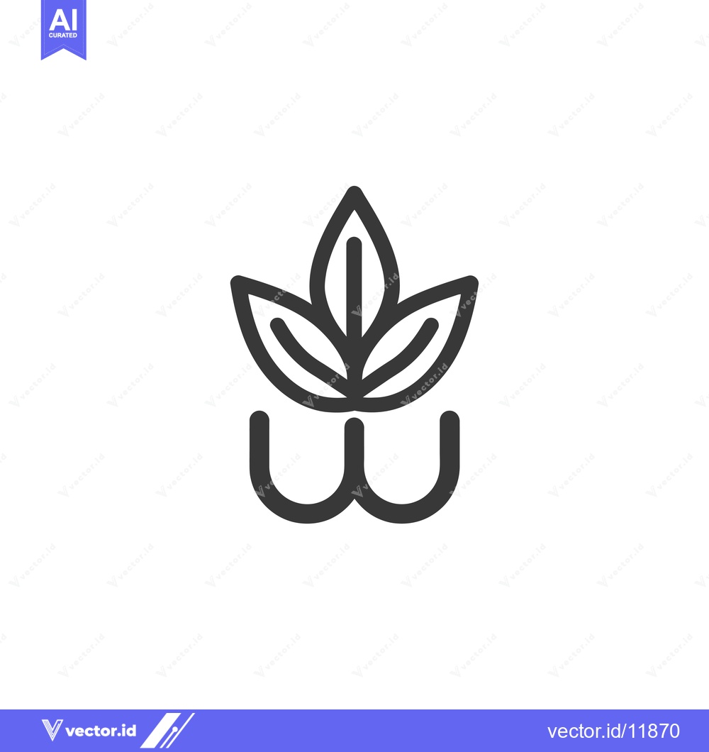 Premium Vector of Abstract Logo Design with Three Leaves and a W Shape