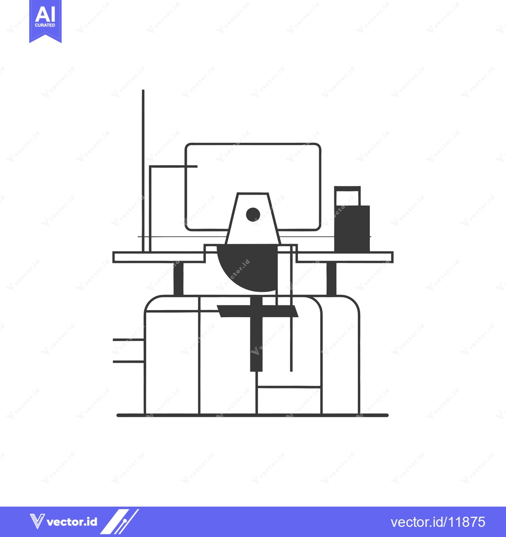 Premium Vector dari Abstract Minimalist Illustration of a Desk and Chair