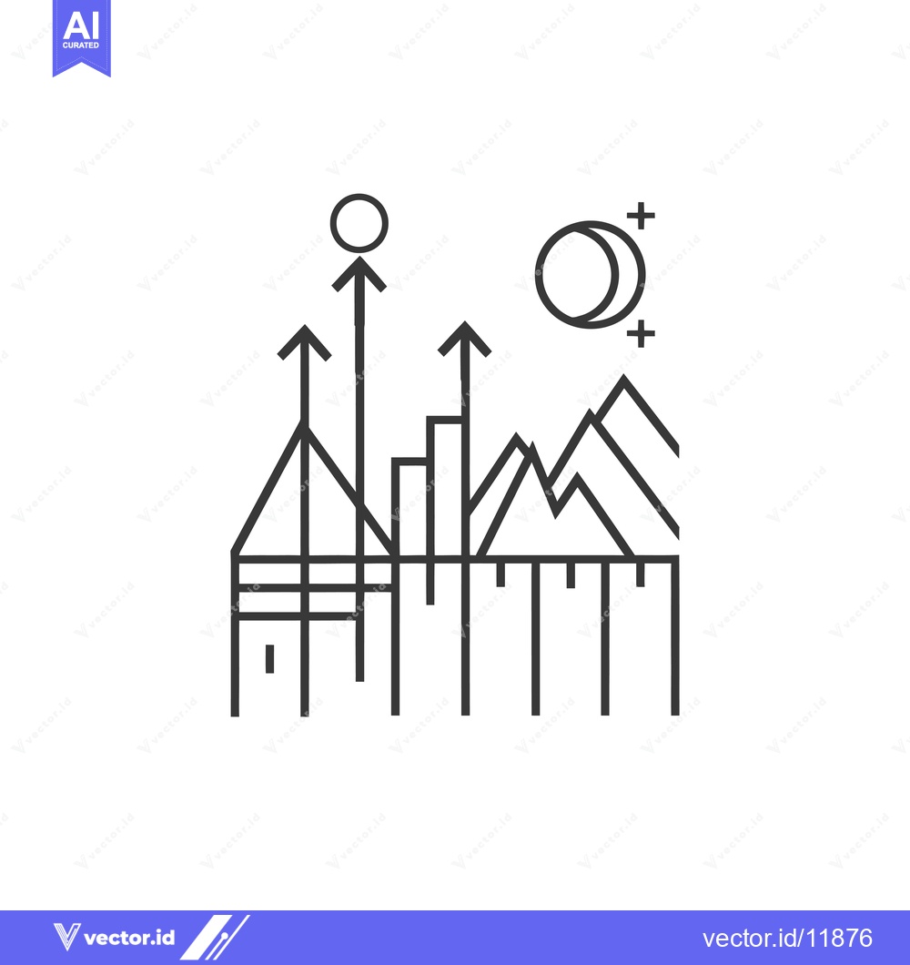 Premium Vector dari Abstract Minimalist Line Art Landscape with Sun and Moon