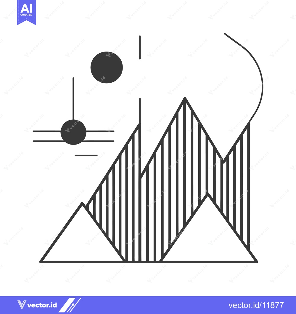 Premium Vector dari Abstract Minimalist Line Art Mountain Landscape with Circles