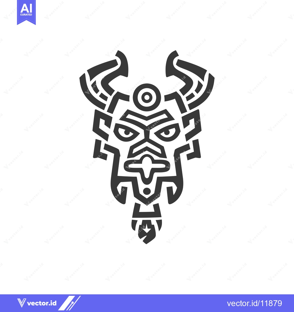 Premium Vector dari Abstract Monochromatic Geometric Illustration of a Face with Horns