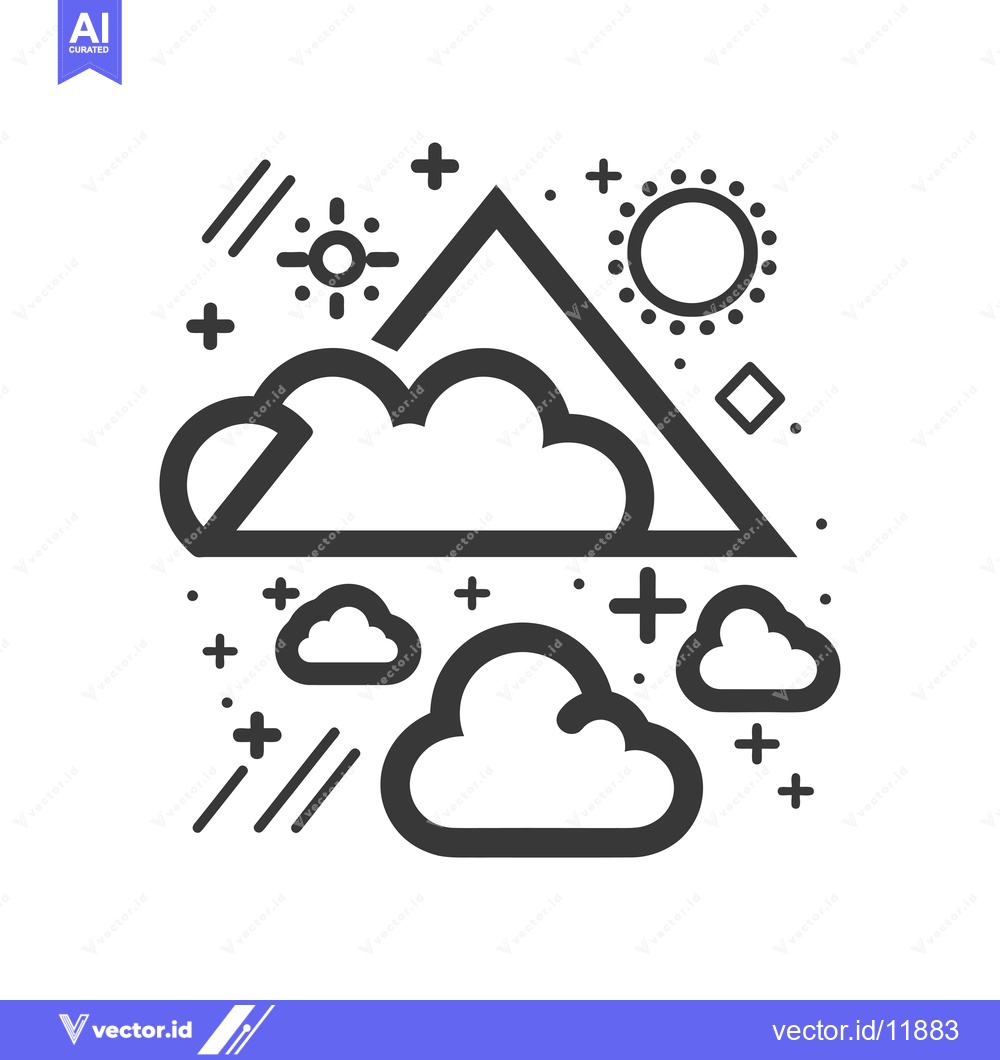 Premium Vector dari Abstract Mountain Landscape with Sun and Clouds